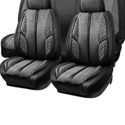 Suede Leather Seat Covers Full Set Soft Protector Durable Cushioned Warm in Winter Breath in Summer,Universal Sport Car Seat Cover Fit for Sedan SUV.