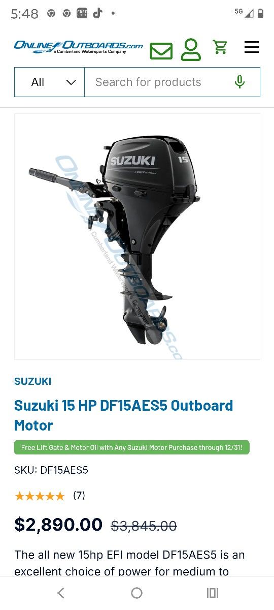 2023 Suzuki 15hp 4 stroke Suzuki