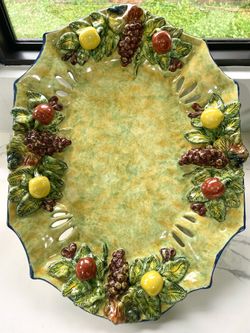 Mellado Guanajuato Mexican pottery majolica-style fruit bowl basket