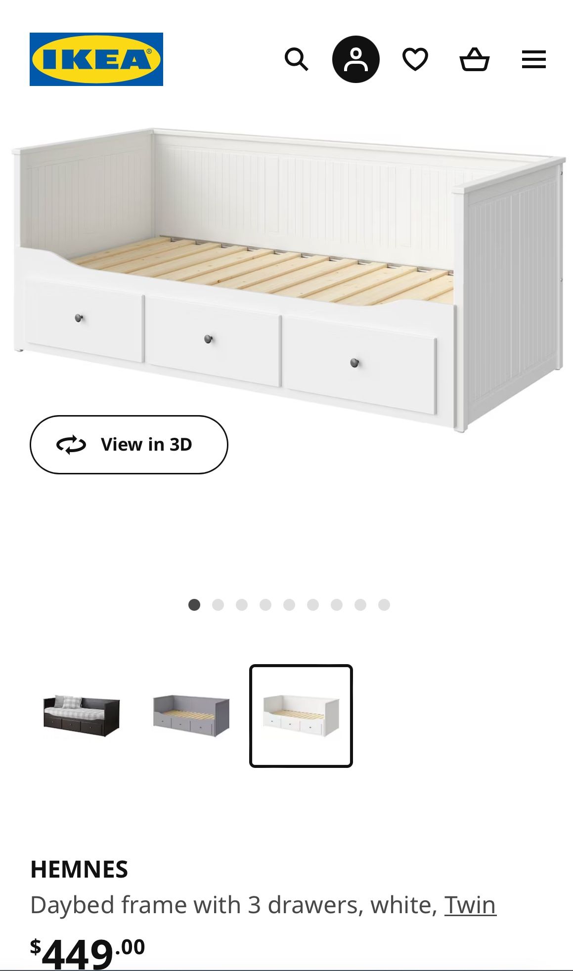 IKEA HEMNES Daybed / Trundle Bed - White Twin, Extends To King