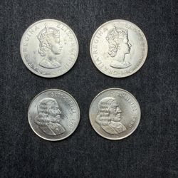 4 Silver Coins South Africa And Bermuda 