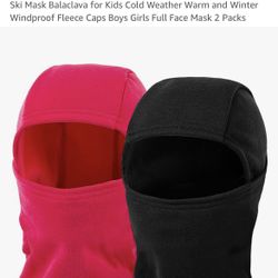 ZUMULIAN - (Pack of 2 Pink/Black)(X003WOJBOX)- 2 Ski Mask Balaclava for Kids Cold Weather Warm and Winter Windproof Fleece Caps Boys Girls Full Face M