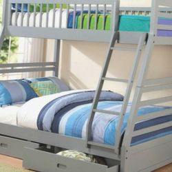Bunk bed Twin Full with Storage drawers Free Mattress NAVY OR GRAY