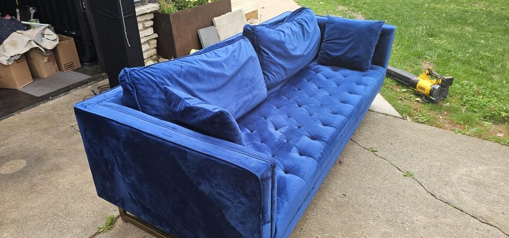 Blue Velvet Sofa 90x40