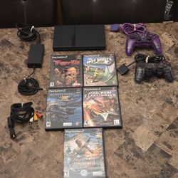 Playstation 2 PS2 SLIM BUNDLE - 5 Games - 2 controllers
