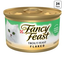 Purina Fancy Feast Wet Cat Food Flaked Trout Feast (24) 3oz Cans