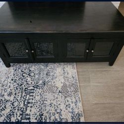 Black Solid Hardwood Coffee Table With Storage