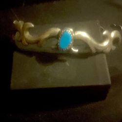 SANDCAST STERLING/TURQUOISE CUFF