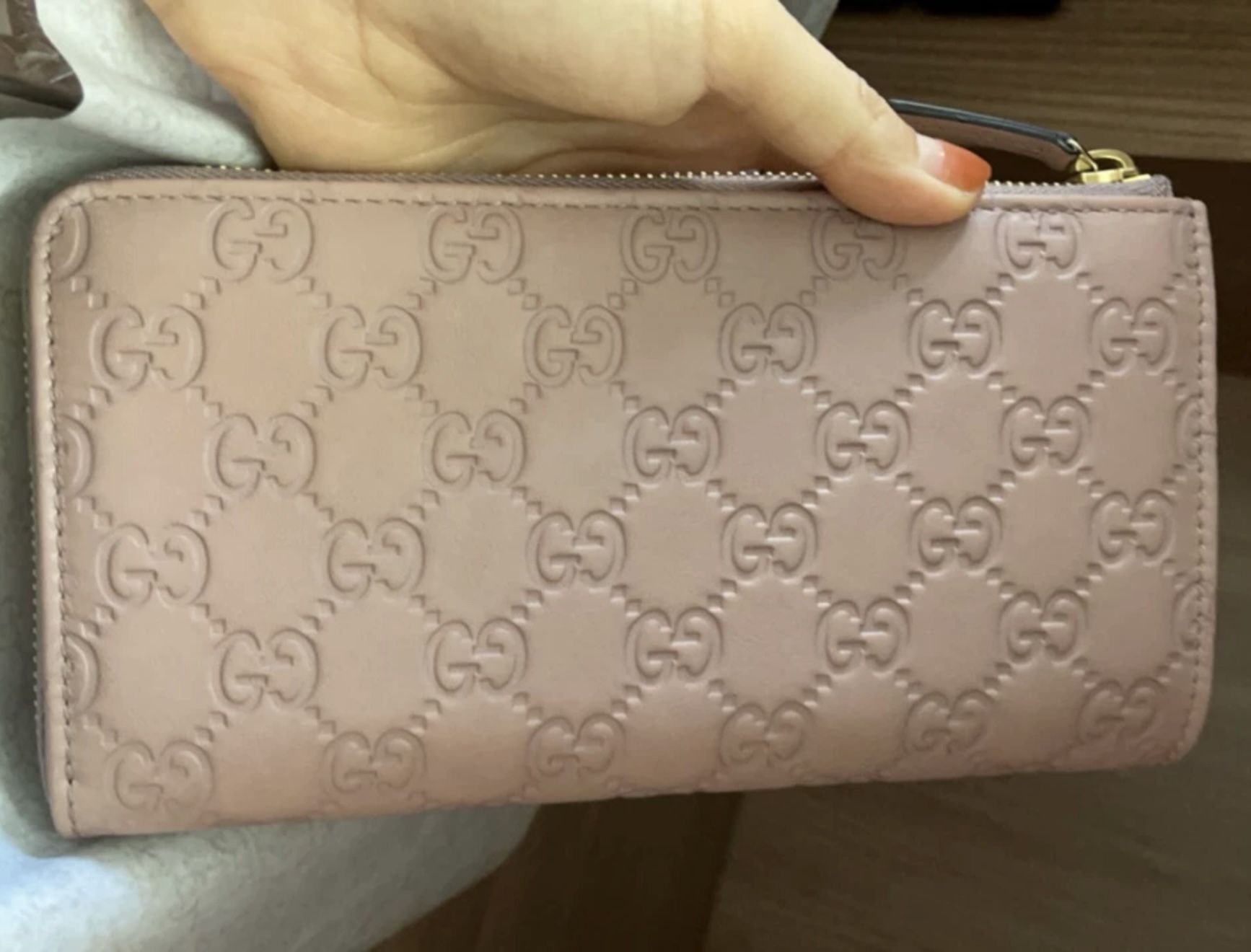 Auth Gucci Guccissima Long Wallet Leather Pink
