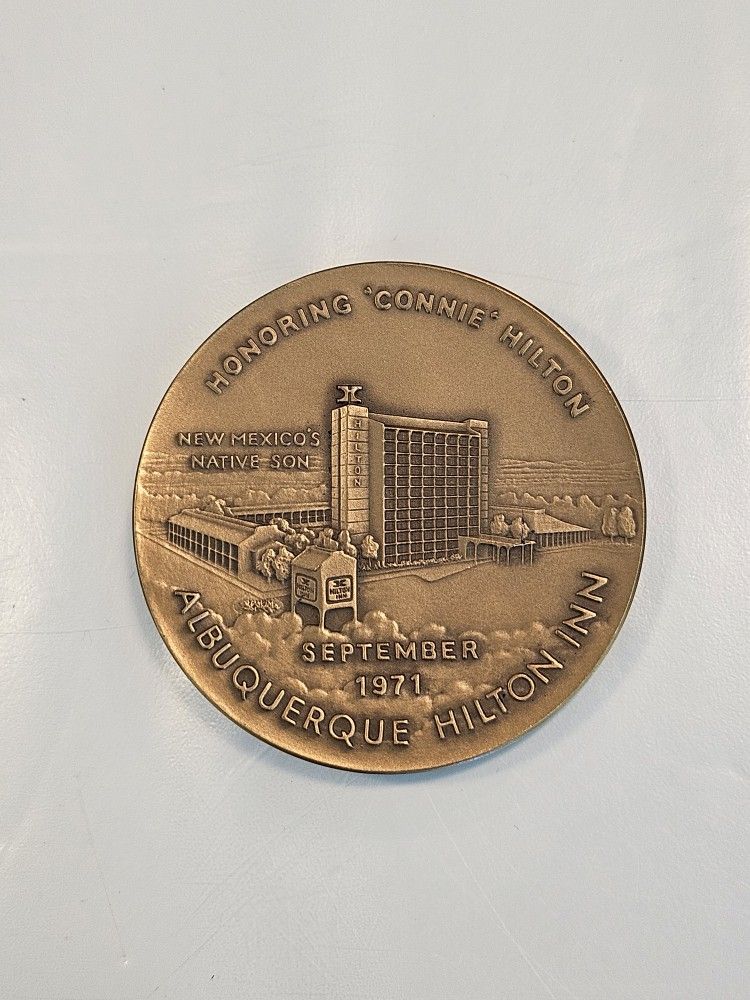 1971 Albuquerque Hilton Inn Large bronze medal Conrad Hilton