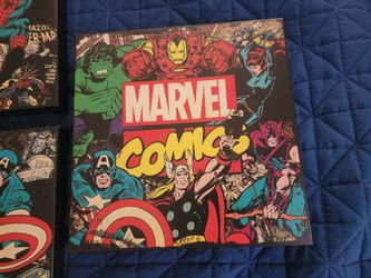 MARVEL COMICS "Captain America, Spiderman, Ironman, Marvel Comics 4 Squares Canvas