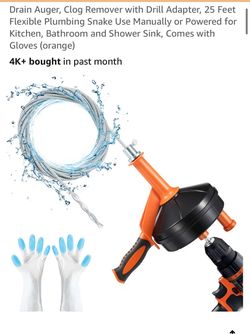 New in box Drain Auger 1/4 in x 25 feet Unclog Sink, Tub and Shower