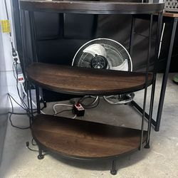 3-Tier Wooden & Metal Shelf Stand (Half-Moon Table)
