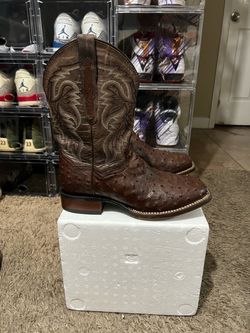 Sz 9.5D Dan Post Square Toe Quill Ostrich Boots $300 FIRM NO TRADES