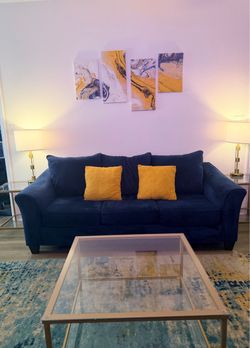 Navy Blue Living Room Set – Couch, Loveseat, Chair & Ottoman