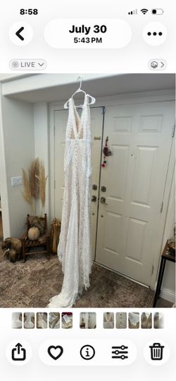 White Lace Halter Wedding Gown