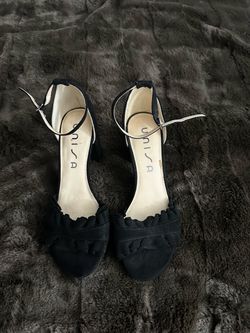 Unisa Black Suede Block Heel Sandals
