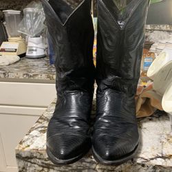 Justin 8105 Lizard Leather Pull On Western Boots Men 