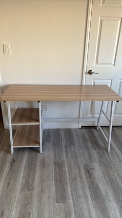 Oak Computer Desk with Open Storage