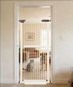 Lumizone 61.02" Extra Tall Pet Gate for Cat Dog 30.12"-34.05" Wide Cream