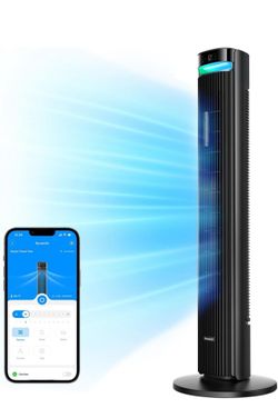GoveeLife 42'' Tower Fan for Bedroom, Smart Floor Fans with 150° Adjustable Oscillating, APP & Voice Control, 5 Modes 12 Speeds up to 26ft/s, 24H Time