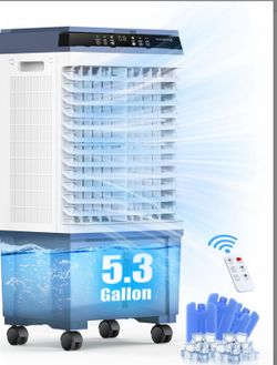 Evaporative Air Cooler, 1800CFM Windowless Air Conditioner Portable for Large Room Commercial Garage Outdoor, 3 In 1 Swamp Cooler with Remote Control,
