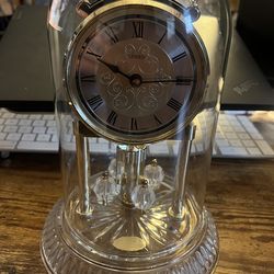 Linden Germany crystal anniversary quartz clock brass rotating pendulum Works