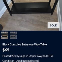 Black Console / Entryway Way Table