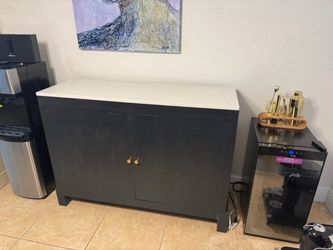 Wooden blue buffet with countertop (corian) on top