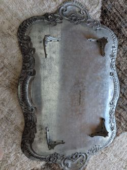 Decorative Metal Tray — Ornate Floral Design