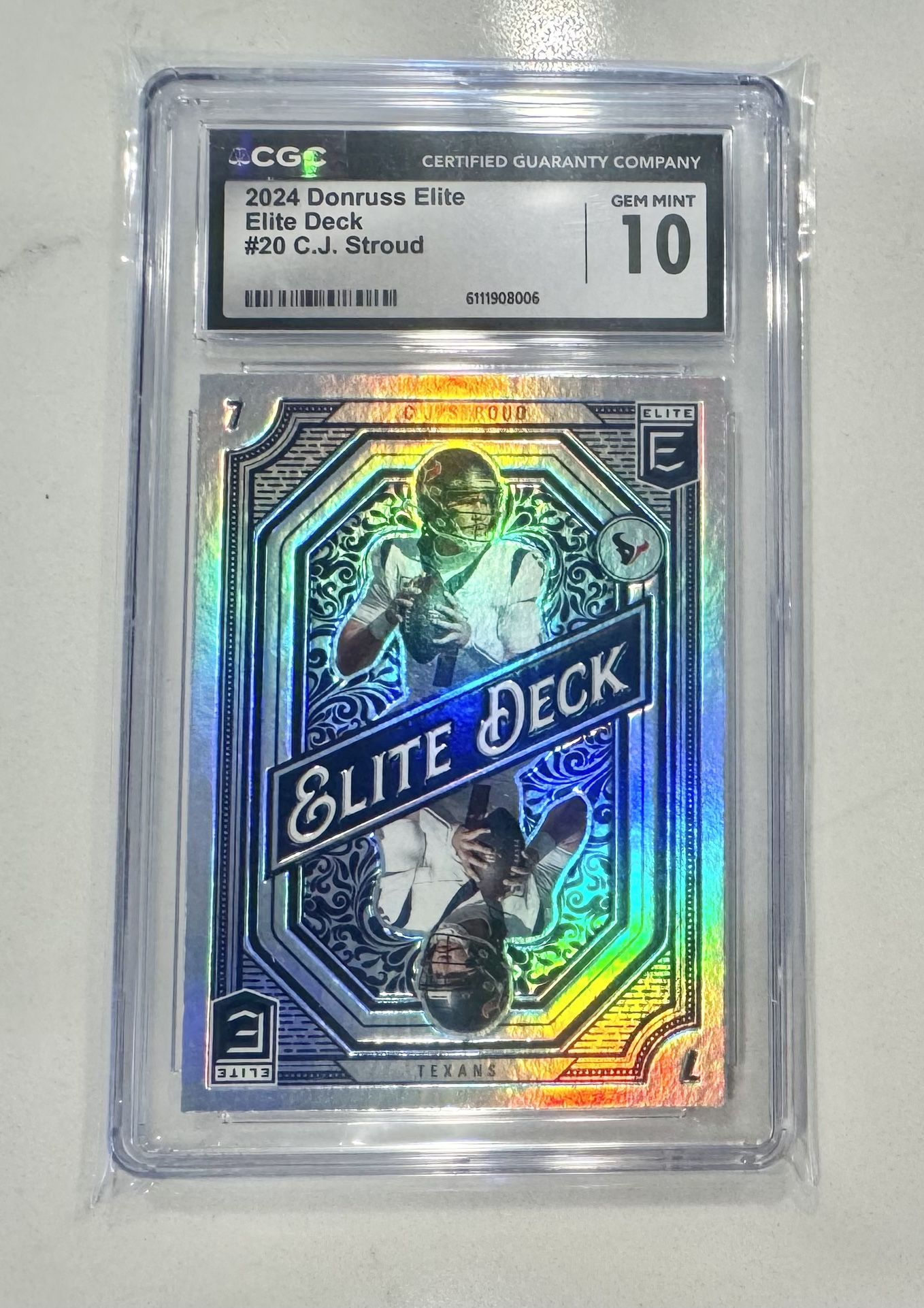 2024 Donruss Elite Deck Refractor 🔥 GEM MINT 10 C.J. Stroud #20