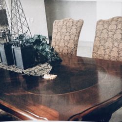 SOLID MAHOGANY WOOD DINING SET WITH SIDE TABLE 