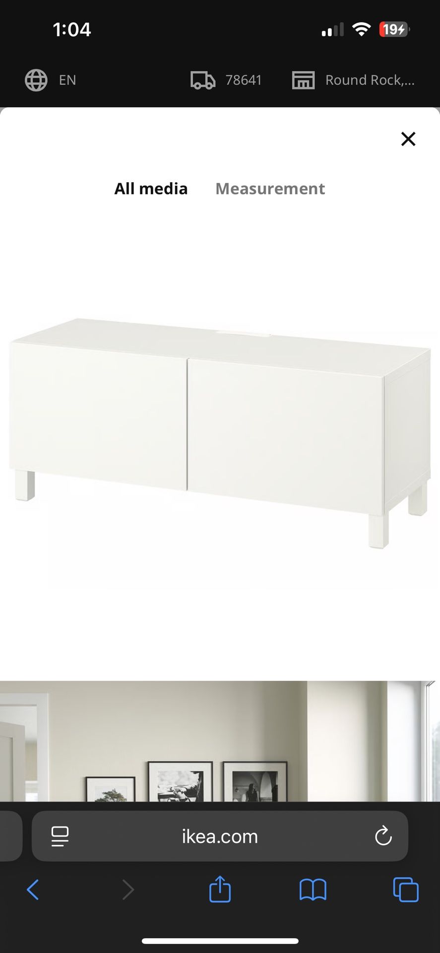 IKEA BESTA White Storage Cabinet - Hidden Cat Box Area, Hidden Storage, TV Stand, Office Furniture
