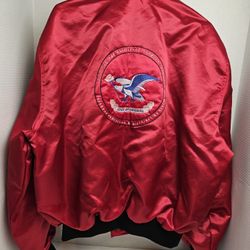 VTG Embroidered Satin Bomber Jacket Pasadena Processing & Distribution Center XL