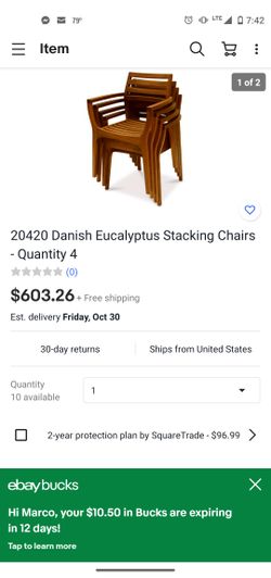20420 Danish Eucalyptus Stacking Chairs - Quantity 4