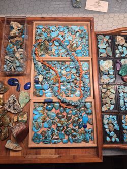 Turquoise rough and cabochons for collectors and jewelry, wire wrapping makers.