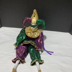 VTG Harlequin Mardi Gras Jester Doll