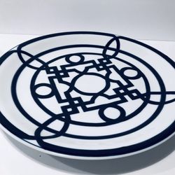 ZGallery Mykonos Dark Blue Geometric Lines & Bands Set of 2 Dinner Plates