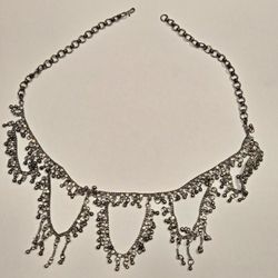 Vintage Tribal Silvertone Belly Dance Belt From India With Link Chains 37"