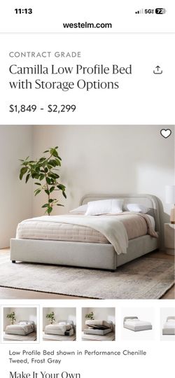 West Elm Camilla Low Profile Bed with Storage