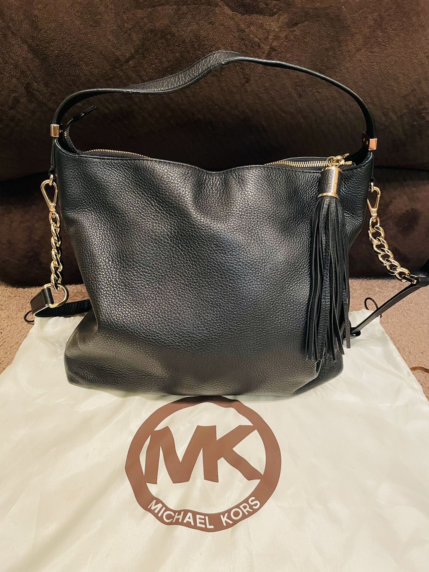 Michael Kors Black Weston Crossbody/Messenger Bag w/ softly pebbled leather EUC