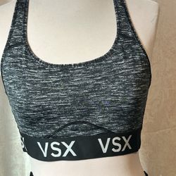 VSX Victoria Secret Women's Black Gray The Player Razorback Sports Bra 