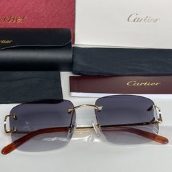 Cartier Glasses, Black Lense, Gold Frame