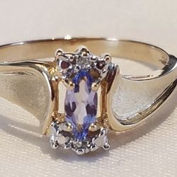 Gorgeous 14kt Gold Diamond And Tanzanite Ring