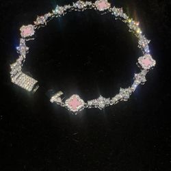 18k Gold Plated Pink Clover Bracelet 