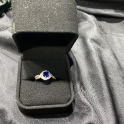 Sterling Silver Blue Sapphire Ring 
