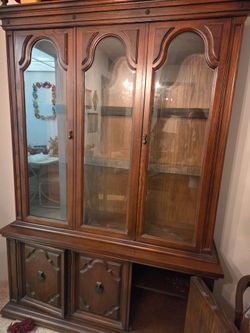 Wood China Closet, Table, & Buffet Cabinet