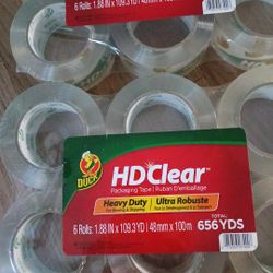 Duct HD Clear Packing Tape.  One 6 Pack 