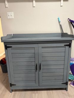 Gray Wood Storage Cabinet with Worktop
