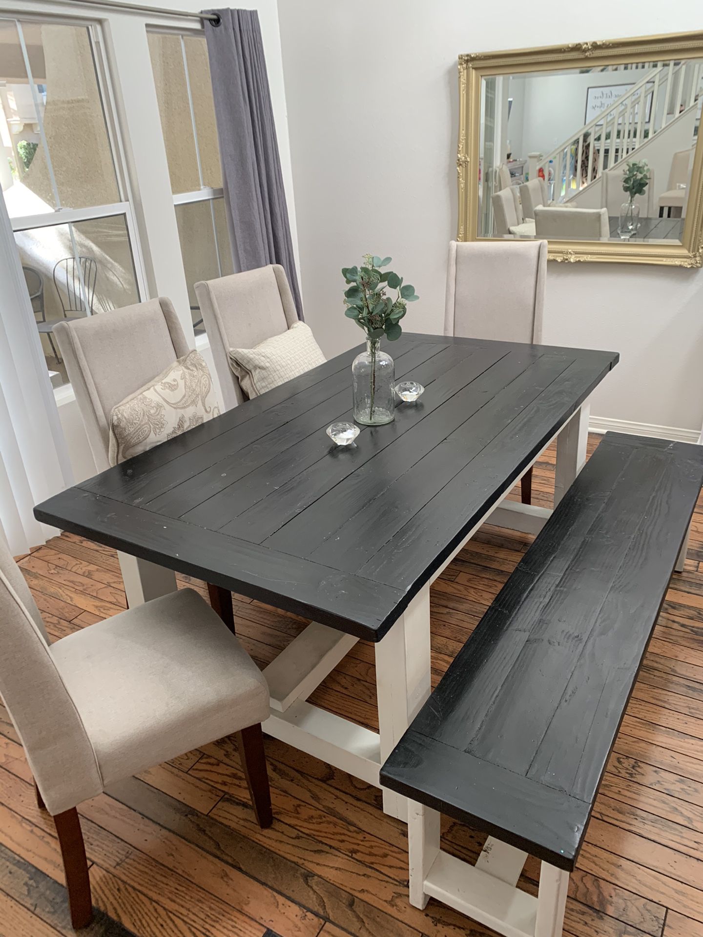 Farmhouse table and bench